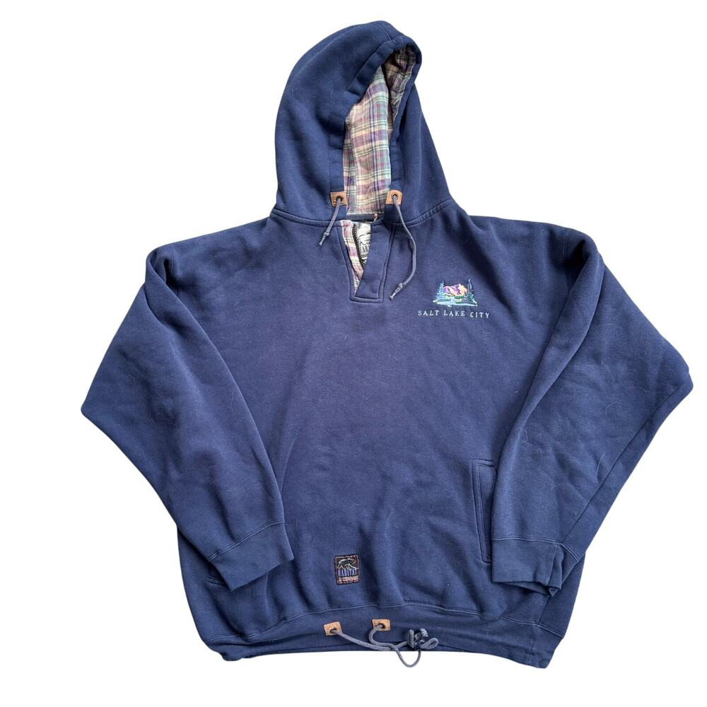 Vtg 1990s Habitat Wilderness Embroidered Salt Lake City Pullover Large
